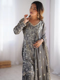 Adorable Grey Sequins Chinon Designer Sharara Suit With Dupatta - Zeel Clothing