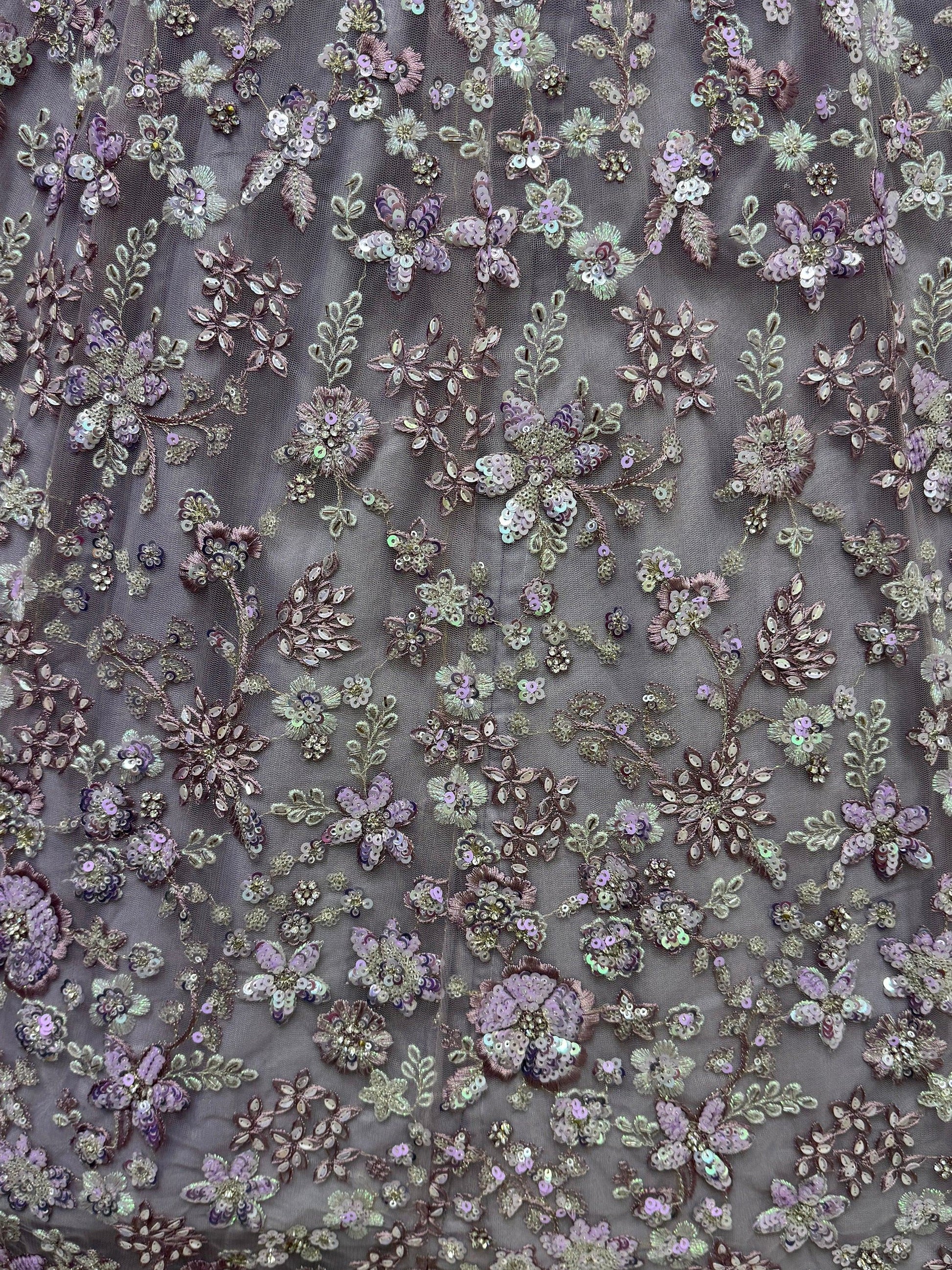 Adorable Lavender Sequins Work Net Bridesmaid Lehenga Choli With Dupatta - Zeel Clothing
