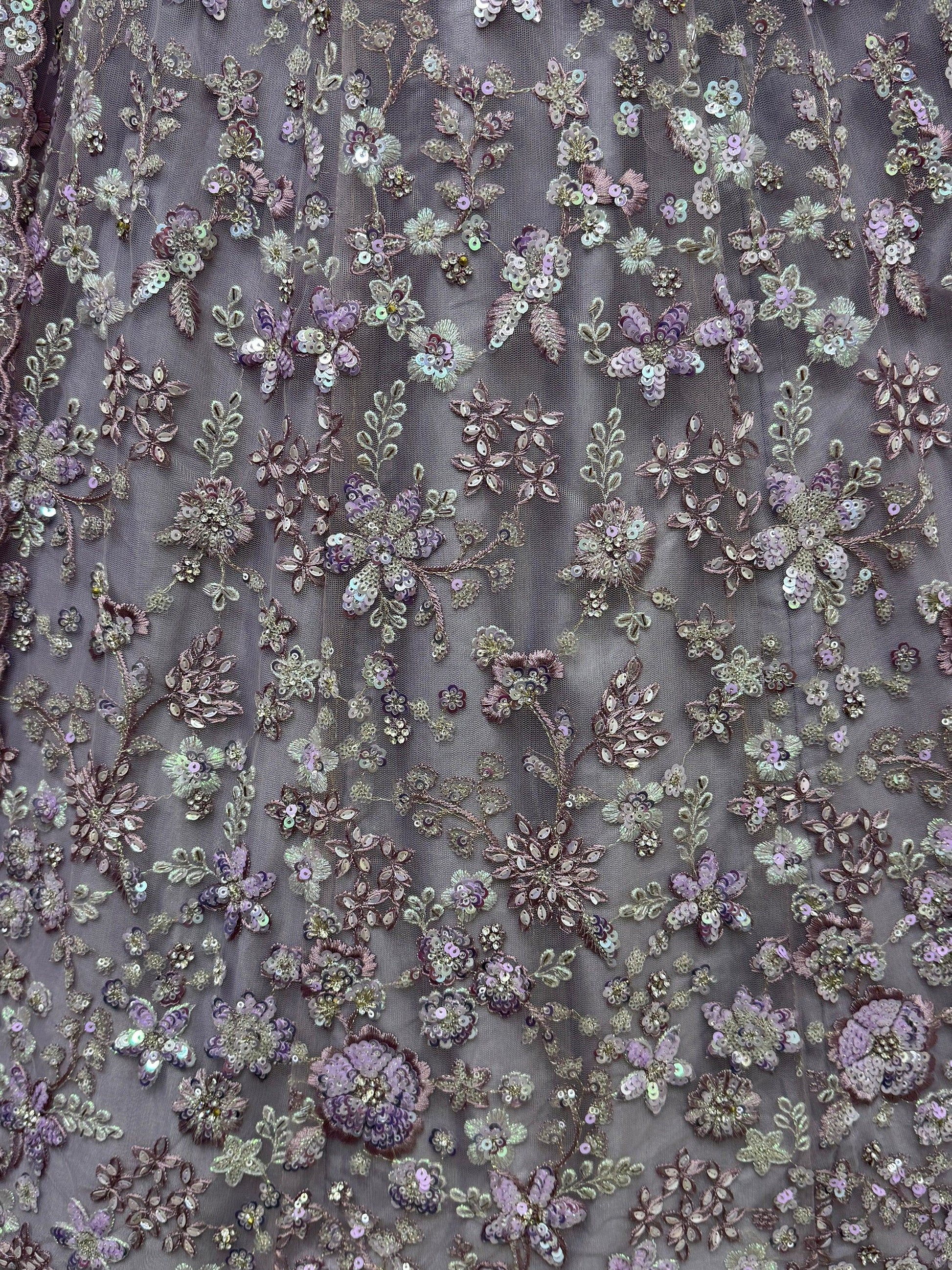 Adorable Lavender Sequins Work Net Bridesmaid Lehenga Choli With Dupatta - Zeel Clothing