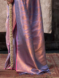 Adorable Lavender Zari Weaving Silk Wedding Saree With Blouse