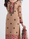 Adorable Light Brown Thread Embroidered Georgette Salwar Suit - Zeel Clothing