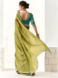 Adorable Light Green Thread Work Tissue Silk Saree With Blouse - Zeel Clothing