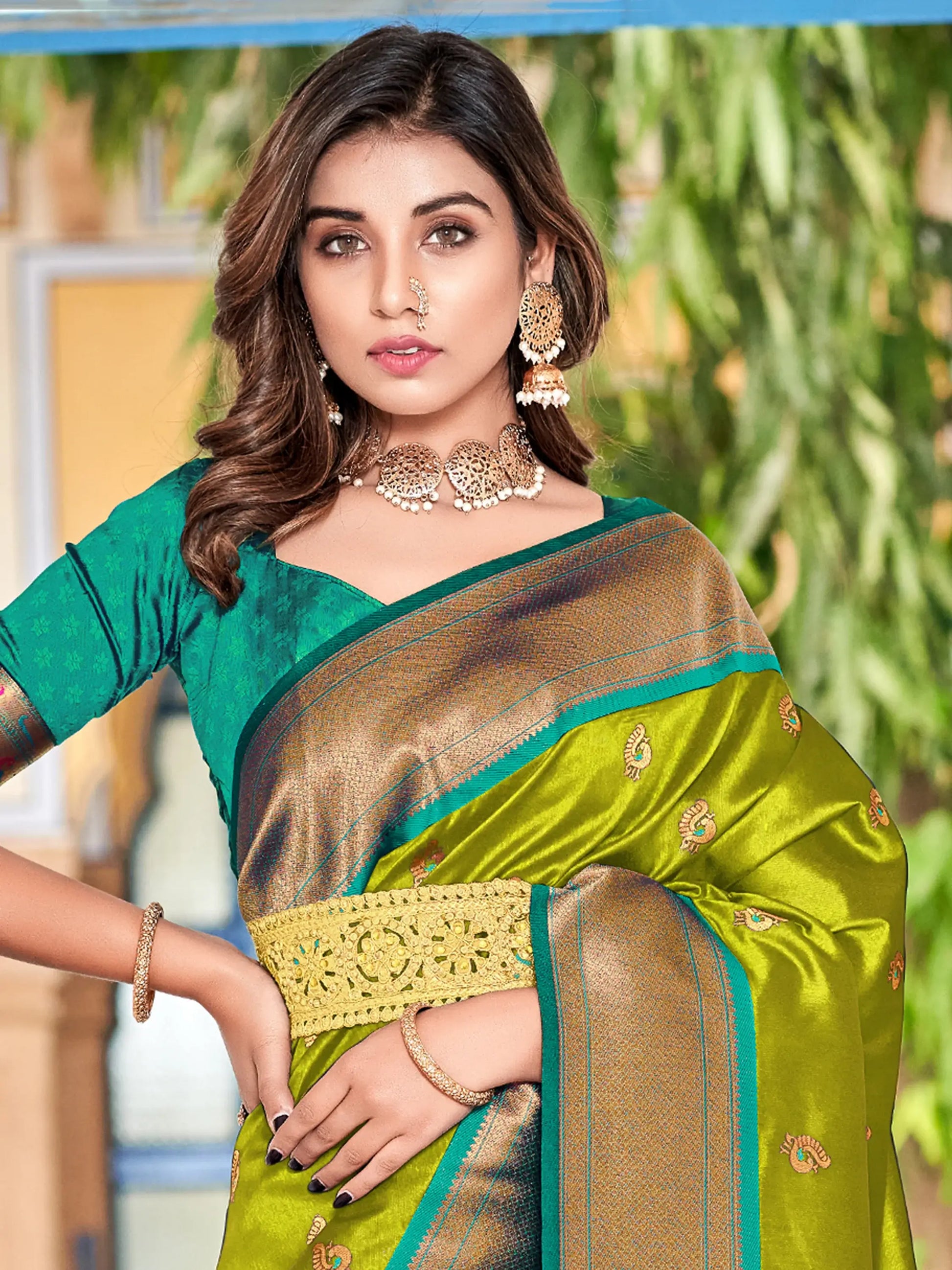 Adorable Light Green Weaving Paithani Silk Saree With Blouse - Zeel Clothing