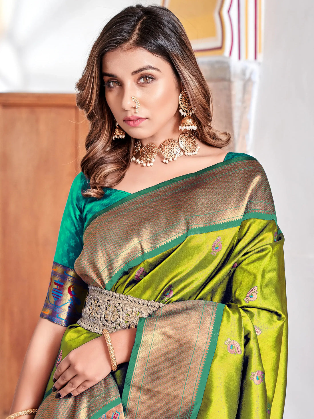 Adorable Light Green Weaving Paithani Silk Saree With Blouse - Zeel Clothing