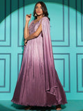 Adorable Light Purple Embroidered Chinon Party Wear Gown - Zeel Clothing