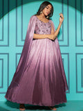 Adorable Light Purple Embroidered Chinon Party Wear Gown - Zeel Clothing