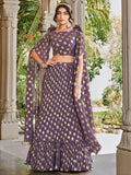 Adorable Light Purple Foil Work Georgette Party Wear Lehenga Choli - Zeel Clothing