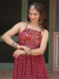 Adorable Maroon Bandhani Printed Georgette Navratri Wear Gown - Zeel Clothing