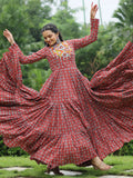 Adorable Maroon Digital Printed Cotton Navratri Wear Gown - Zeel Clothing
