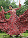 Adorable Maroon Digital Printed Cotton Navratri Wear Gown - Zeel Clothing