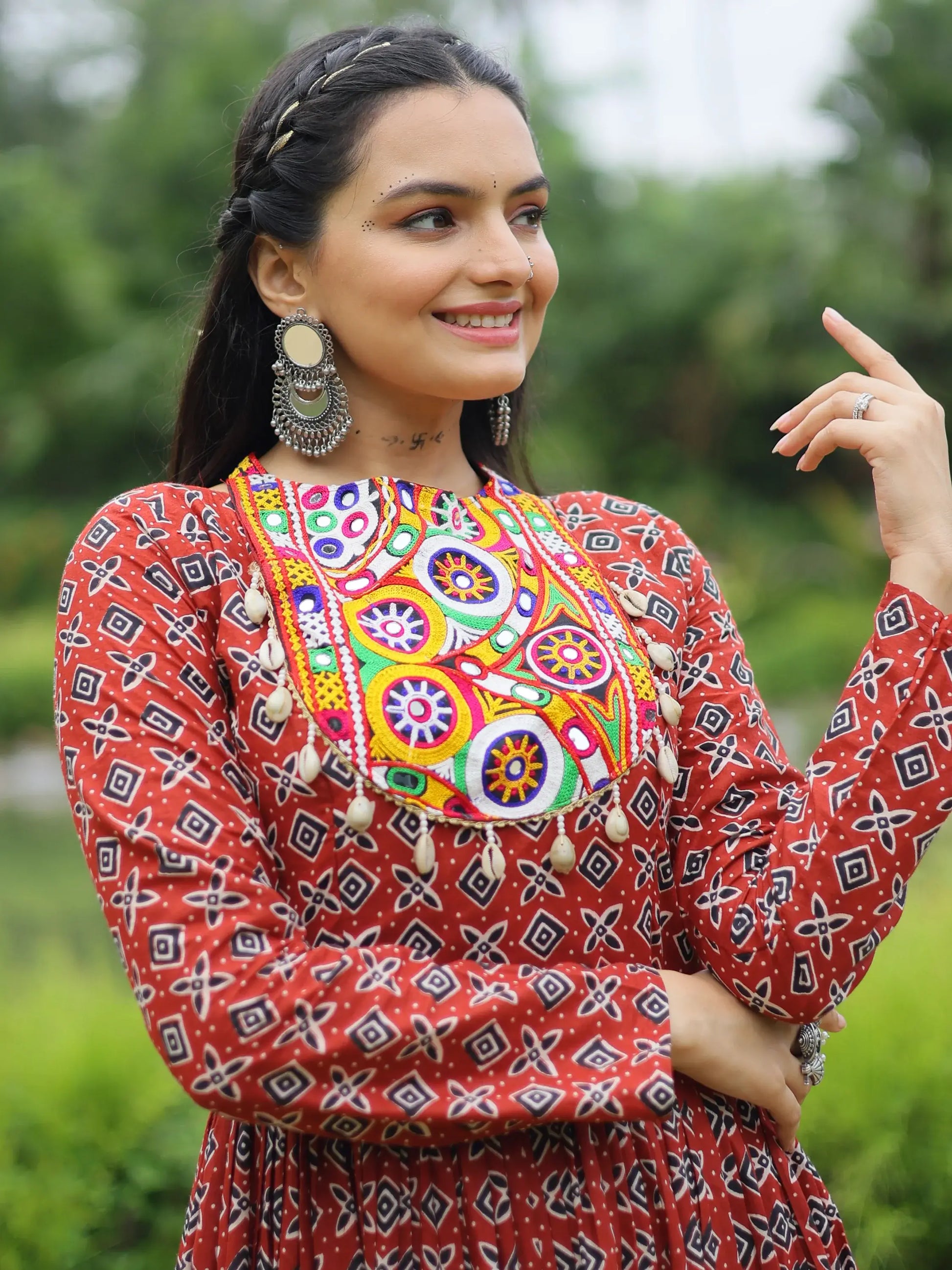 Adorable Maroon Digital Printed Cotton Navratri Wear Gown - Zeel Clothing