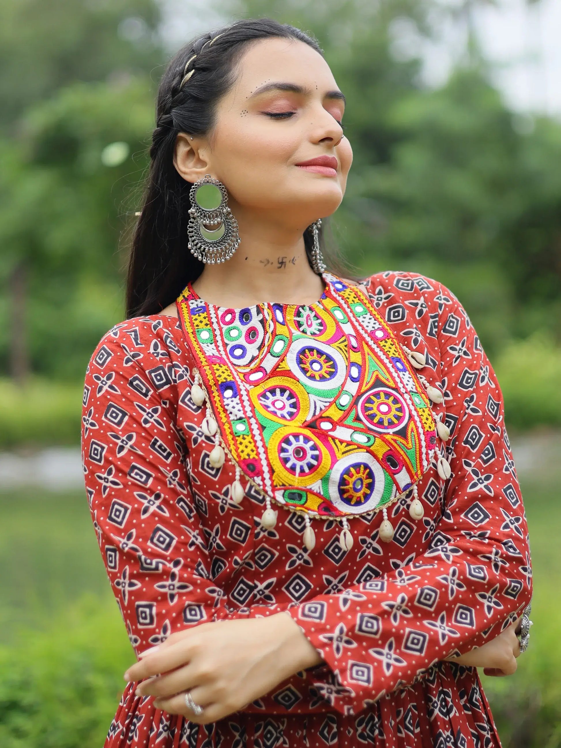 Adorable Maroon Digital Printed Cotton Navratri Wear Gown - Zeel Clothing