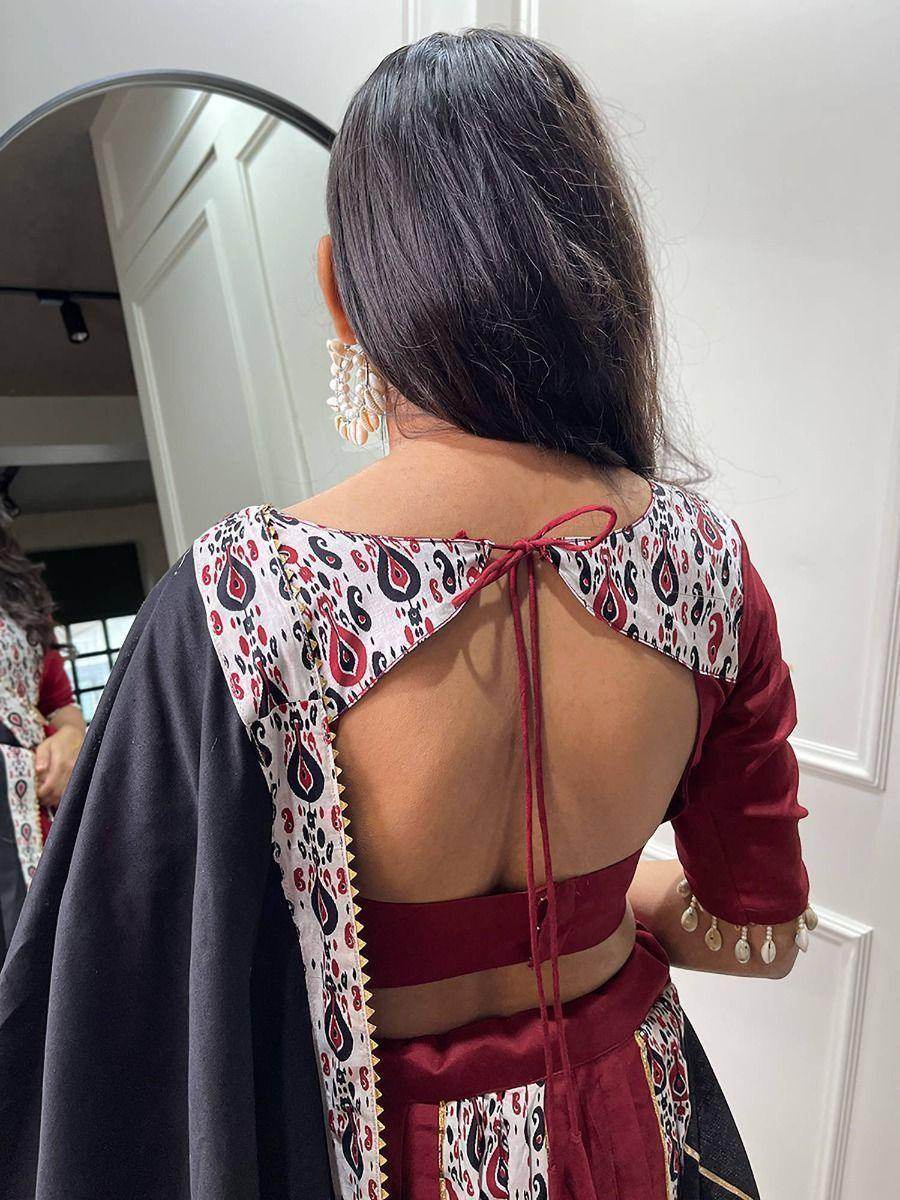 Adorable Maroon Digital Printed Cotton Navratri Wear Lehenga Choli - Zeel Clothing