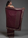 Adorable Maroon Sequins Georgette Cocktail Party Wear Saree - Zeel Clothing