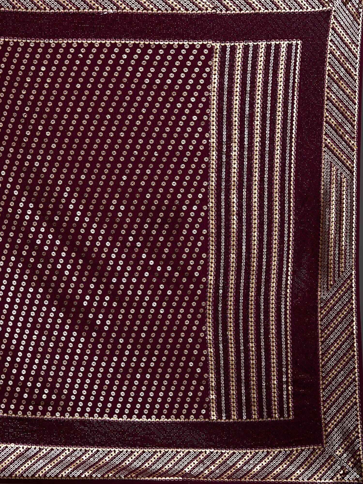 Adorable Maroon Sequins Georgette Cocktail Party Wear Saree - Zeel Clothing