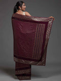 Adorable Maroon Sequins Georgette Cocktail Party Wear Saree - Zeel Clothing