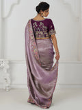 Adorable Mauve Thread Work Dola Silk Wedding Saree With Blouse - Zeel Clothing