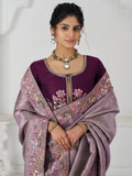 Adorable Mauve Thread Work Dola Silk Wedding Saree With Blouse - Zeel Clothing