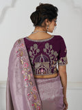 Adorable Mauve Thread Work Dola Silk Wedding Saree With Blouse - Zeel Clothing