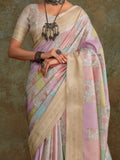 Adorable Multi-Color Digital Printed Silk Saree With Blouse - Zeel Clothing