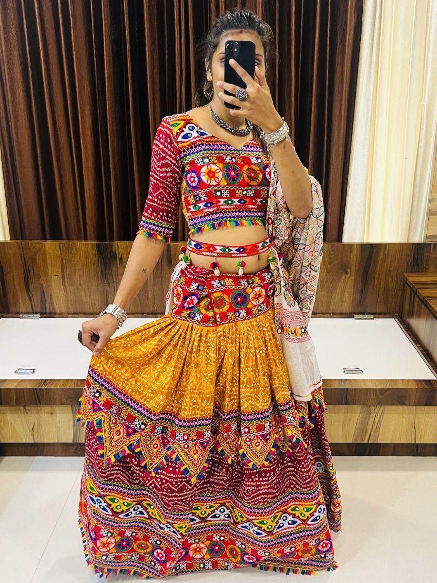 Adorable Multi-color Gamthi Work Cotton Traditional Lehenga Choli - Zeel Clothing