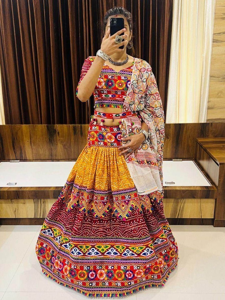 Adorable Multi-color Gamthi Work Cotton Traditional Lehenga Choli - Zeel Clothing