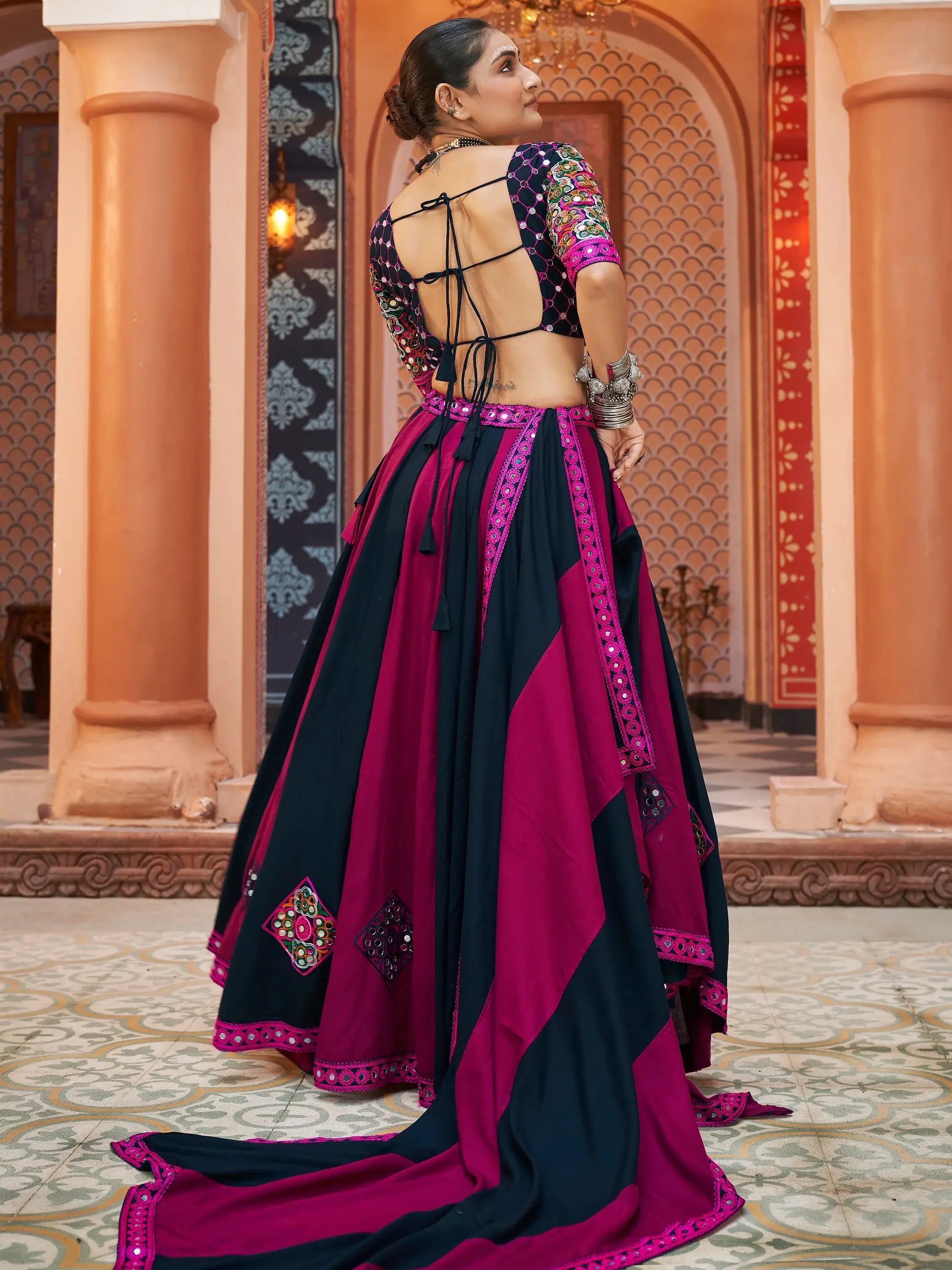 Adorable Multi-Color Mirror Work Rayon Navratri Lehenga Choli - Zeel Clothing