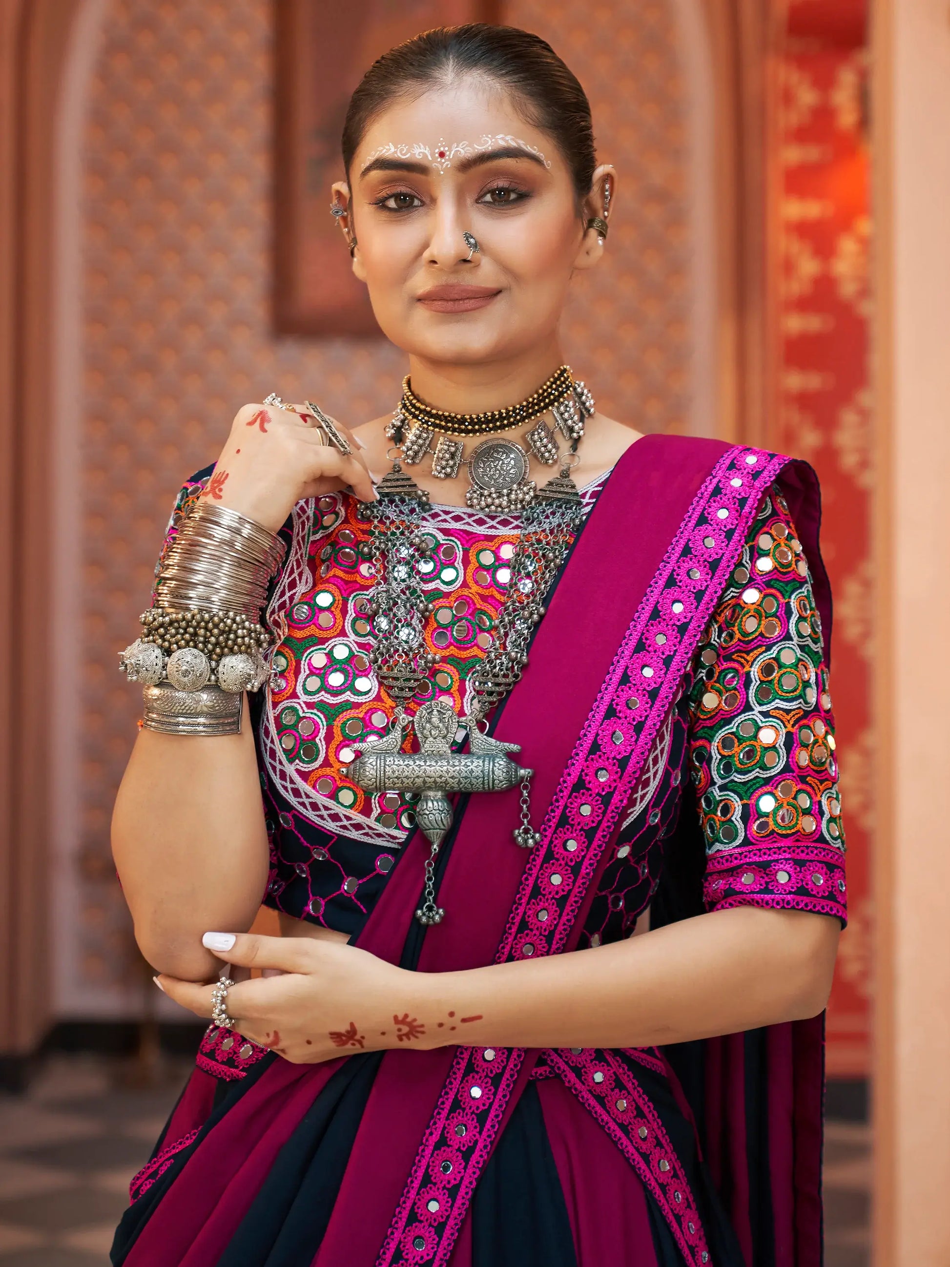 Adorable Multi-Color Mirror Work Rayon Navratri Lehenga Choli - Zeel Clothing