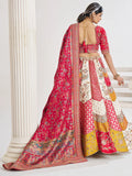Adorable Multi-Color Thread Work Banarasi Silk Wedding Lehenga Choli - Zeel Clothing