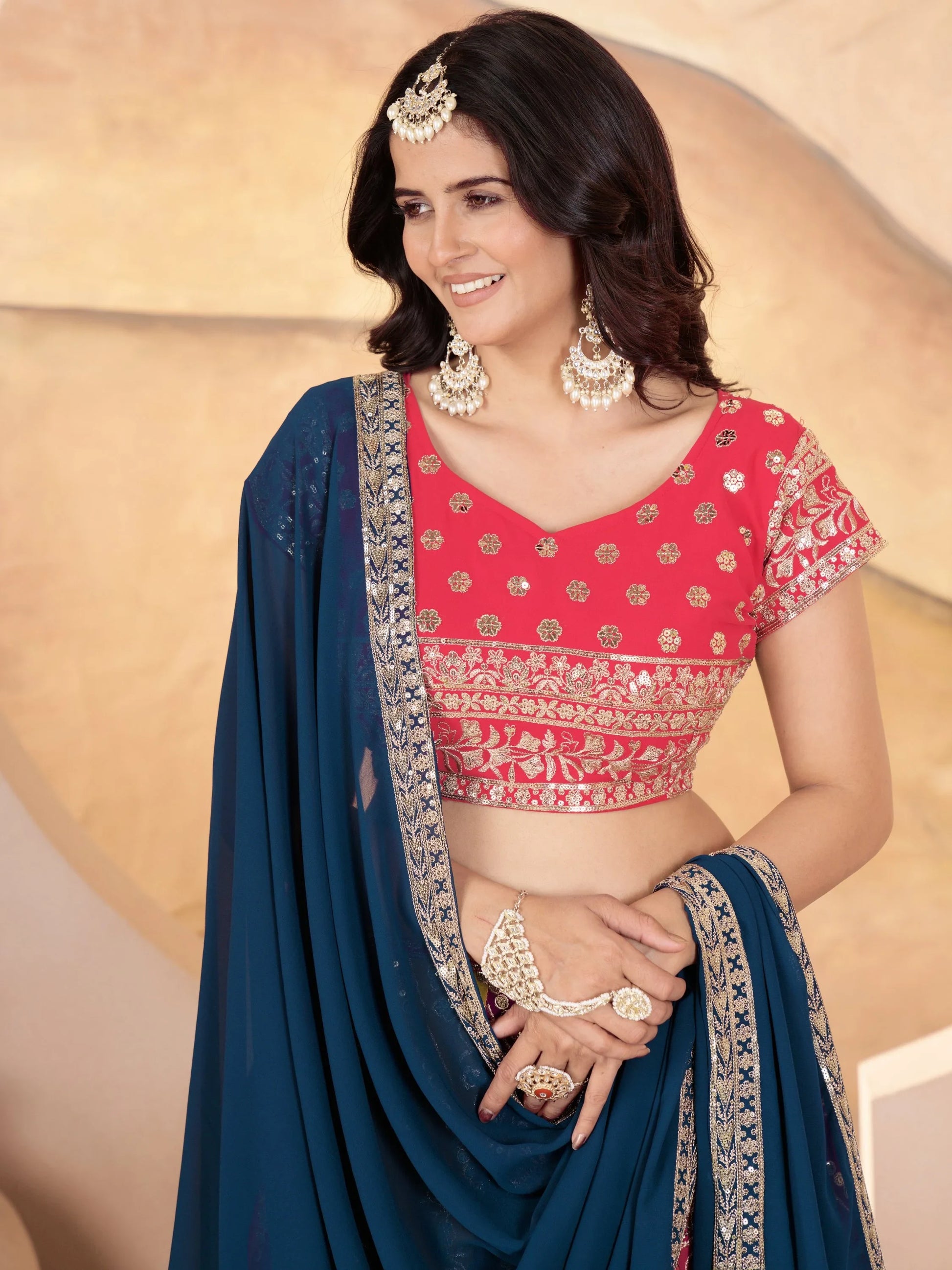 Adorable Multicolor Sequins Georgette Wedding Wear Lehenga Choli - Zeel Clothing