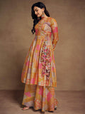 Adorable Mustard Yellow Digital Printed Muslin Silk Palazzo Suit - Zeel Clothing