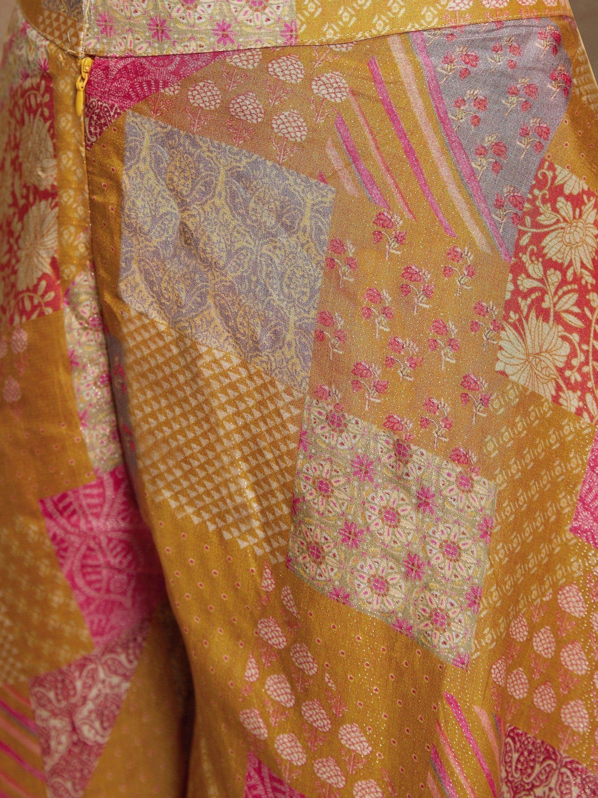 Adorable Mustard Yellow Digital Printed Muslin Silk Palazzo Suit - Zeel Clothing