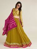 Adorable Mustard Yellow Mirror Work Silk Navratri Lehenga Choli - Zeel Clothing
