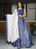 Adorable Navy Blue Printed Art Silk Event Wear Lehenga Choli - Zeel Clothing