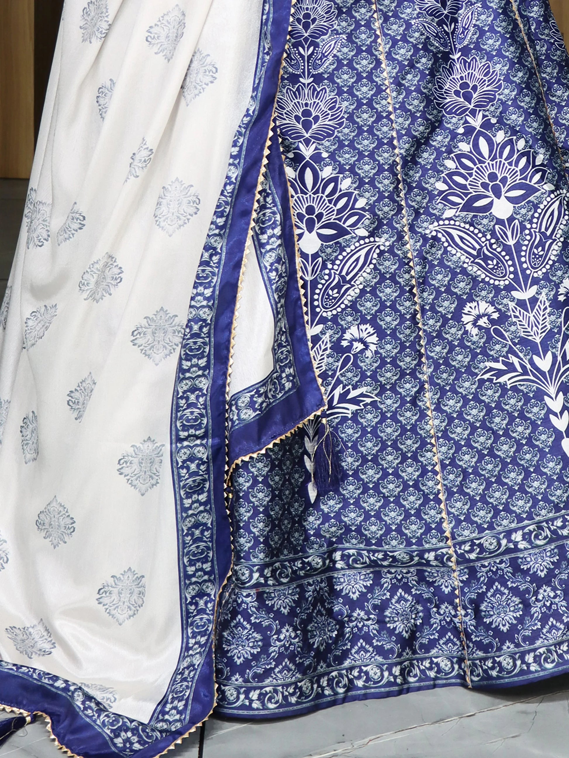 Adorable Navy Blue Printed Art Silk Event Wear Lehenga Choli - Zeel Clothing