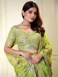 Adorable Neon Green Printed Organza Event Wear Lehenga Choli - Zeel Clothing
