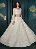 Adorable Off-White Embroidered Georgette Wedding Lehenga Choli - Zeel Clothing