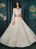 Adorable Off-White Embroidered Georgette Wedding Lehenga Choli - Zeel Clothing