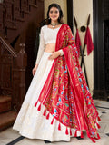 Adorable Off-White Lucknowi Work Georgette Traditional Lehenga Choli - Zeel Clothing