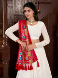 Adorable Off-White Lucknowi Work Georgette Traditional Lehenga Choli - Zeel Clothing