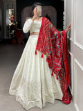 Adorable Off-White Mirror Work Georgette Festival Wear Lehenga Choli - Zeel Clothing