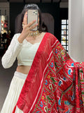 Adorable Off-White Mirror Work Georgette Festival Wear Lehenga Choli - Zeel Clothing