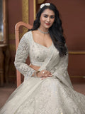 Adorable Off-White Sequins Net Engagement Wear Lehenga Choli - Zeel Clothing