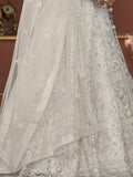 Adorable Off-White Sequins Net Engagement Wear Lehenga Choli - Zeel Clothing