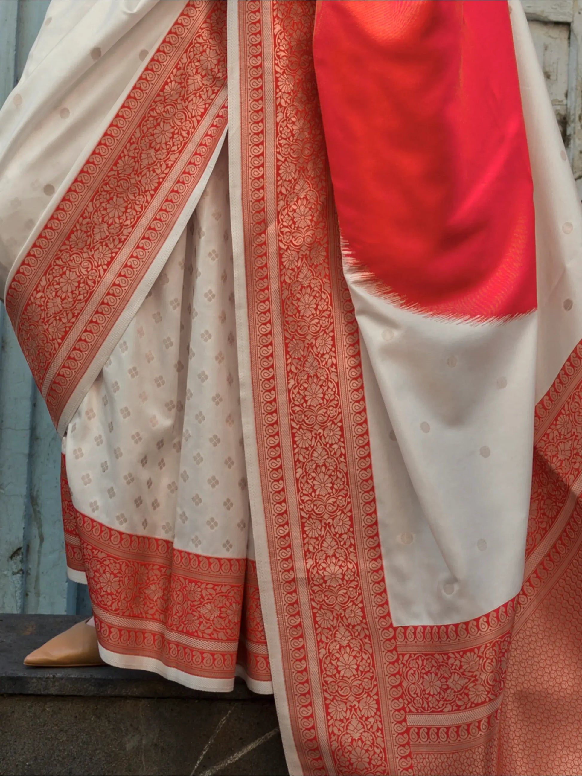Adorable Off-White Zari Weaving Silk Event Wear Saree With Blouse - Zeel Clothing