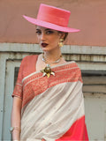 Adorable Off-White Zari Weaving Silk Event Wear Saree With Blouse - Zeel Clothing