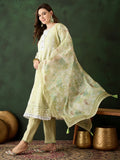 Adorable Olive Green Embroidered Organza Event Wear Pant Suit - Zeel Clothing