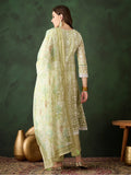 Adorable Olive Green Embroidered Organza Event Wear Pant Suit - Zeel Clothing