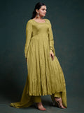 Adorable Olive Green Organza Traditional Salwar Suit With Dupatta - Zeel Clothing