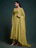 Adorable Olive Green Organza Traditional Salwar Suit With Dupatta - Zeel Clothing